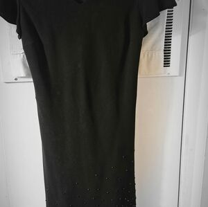 S.L. Fashions Little Black Dress with Beaded Detail